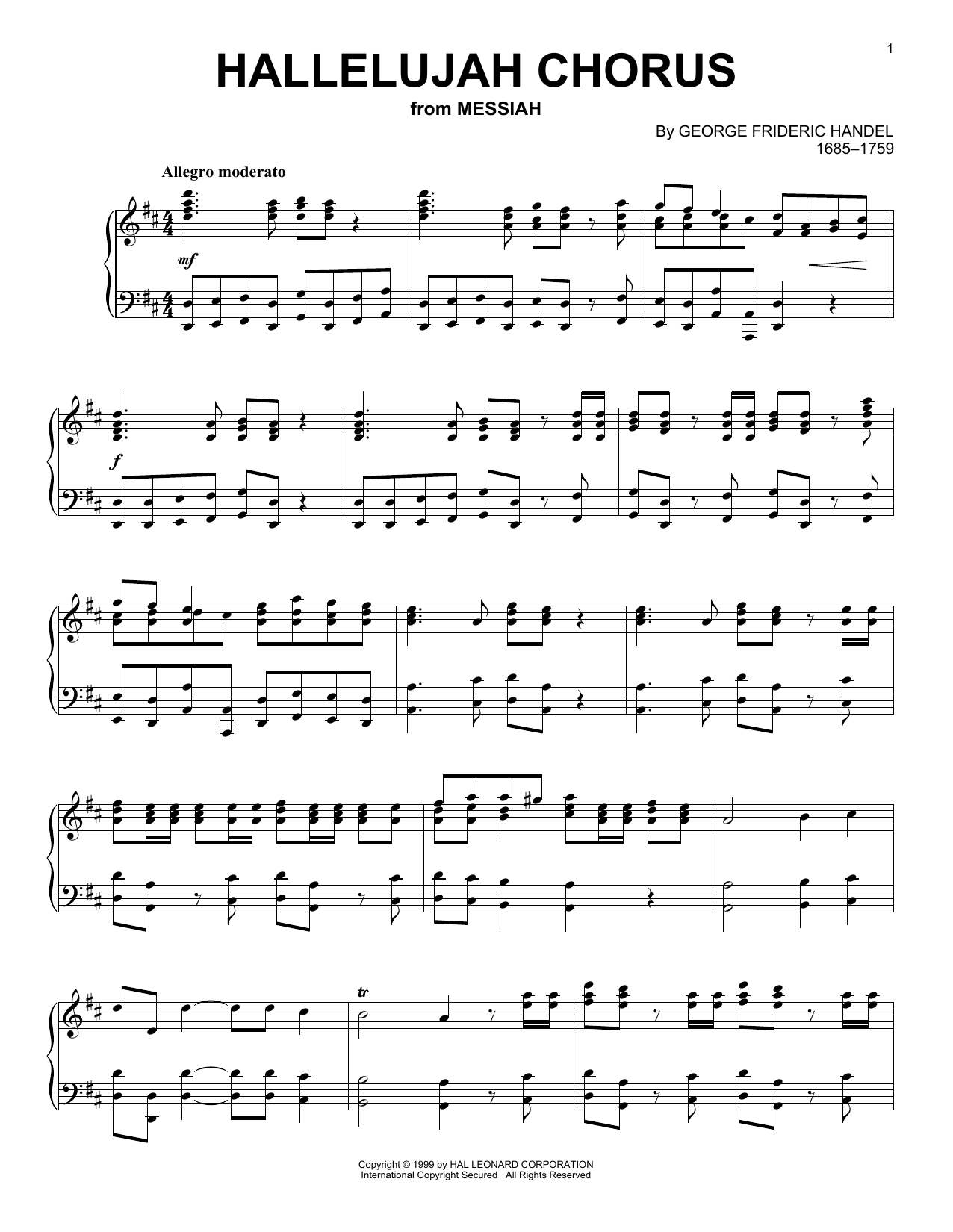 hallelujah chorus sheet music pdf